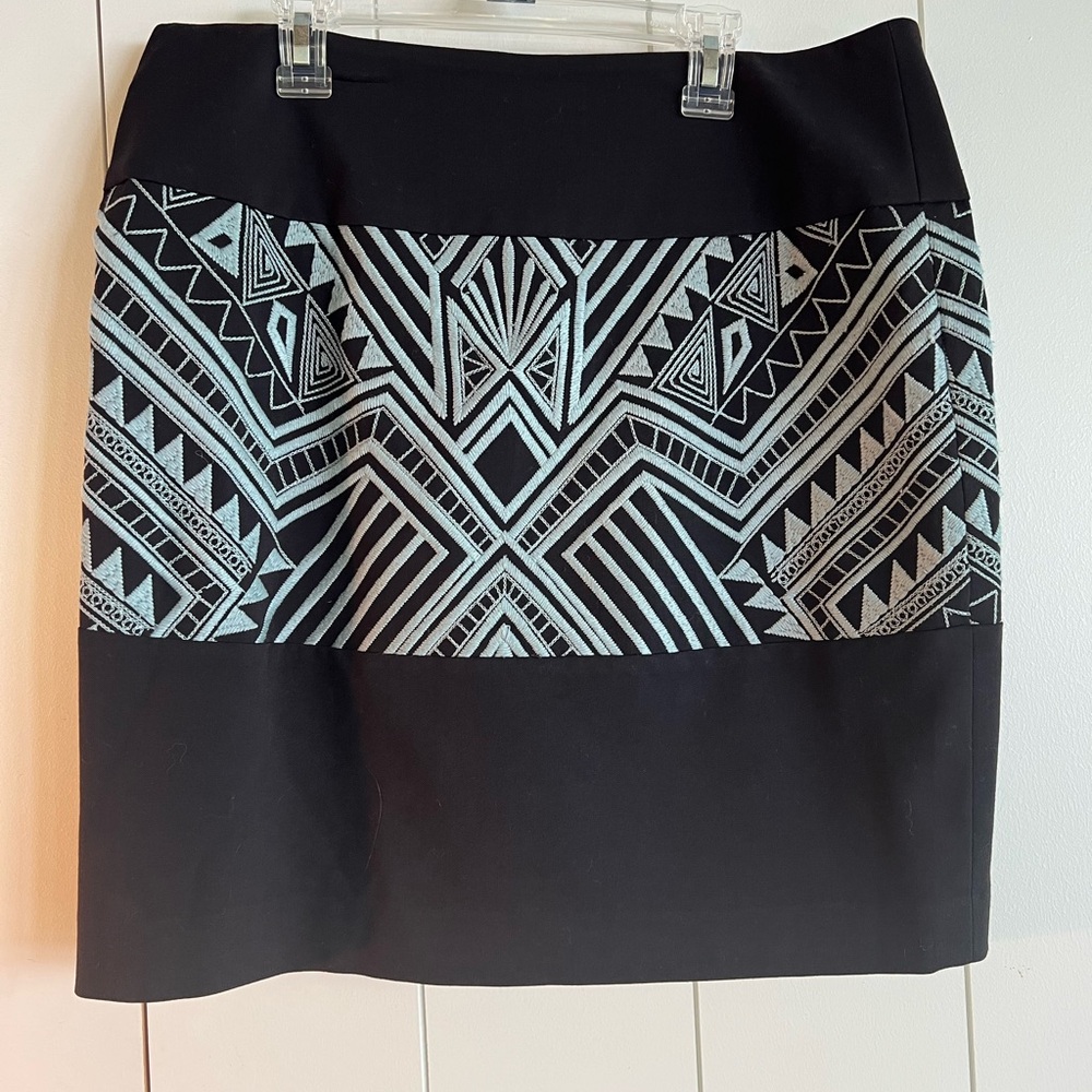 19” brown skirt with turquoise stitch detail